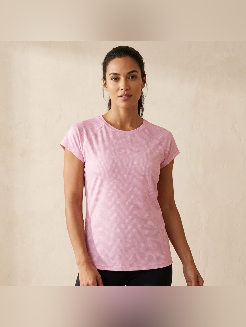 ACX Active Pink Chevron Dot Print Short Sleeve Athletic T Shirt Size XL